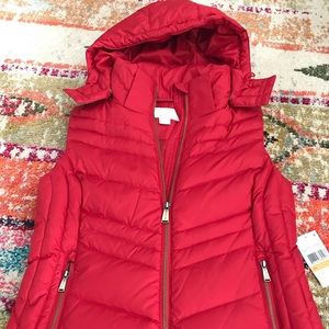 NWT Michael Kors red down vest